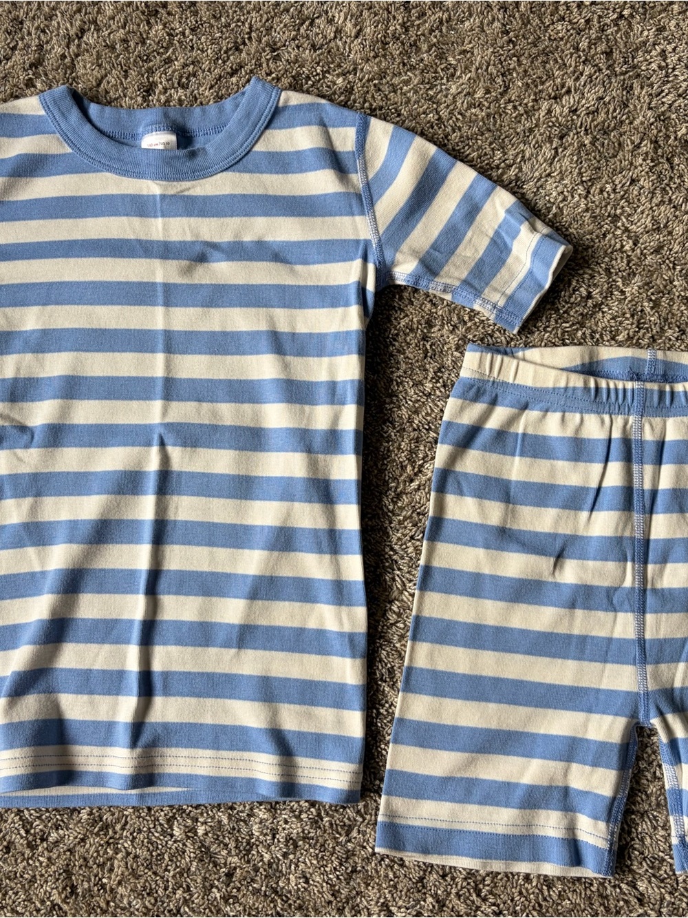 Hanna Andersson Blue and White Classic Striped Short Pajama Set